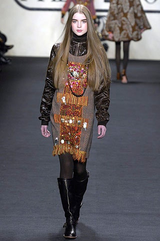 brown embroidered mini dress with black leather jacket