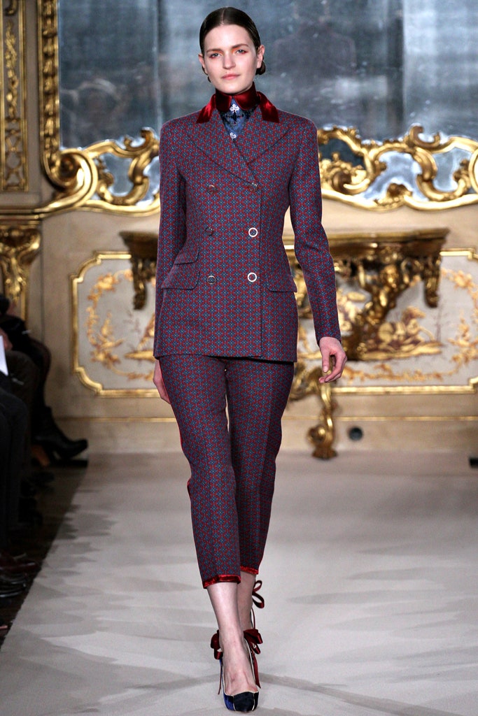 tailored blue and red suit