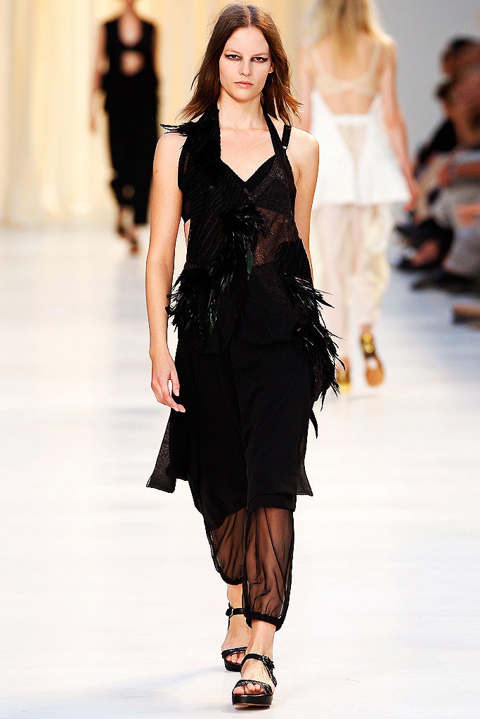 black silk sleeveless top with fringes