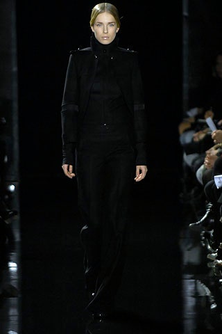 black leather fitted jacket and pants