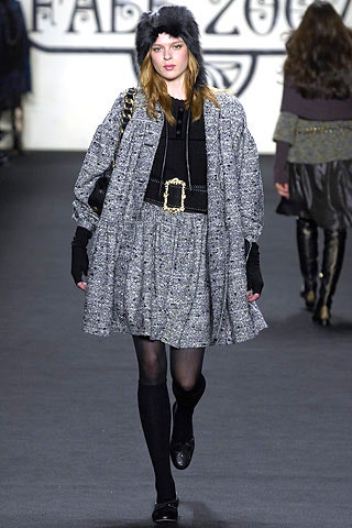 gray tweed coat with black top