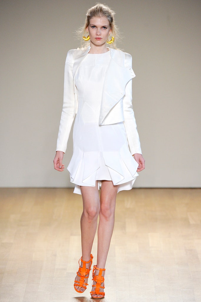 white fitted mini dress with jacket