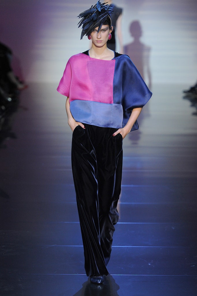 pink silk sleeveless asymmetric relaxed color-blocked top