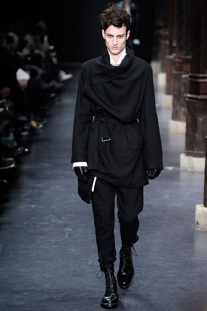 black wool coat with tailored pants