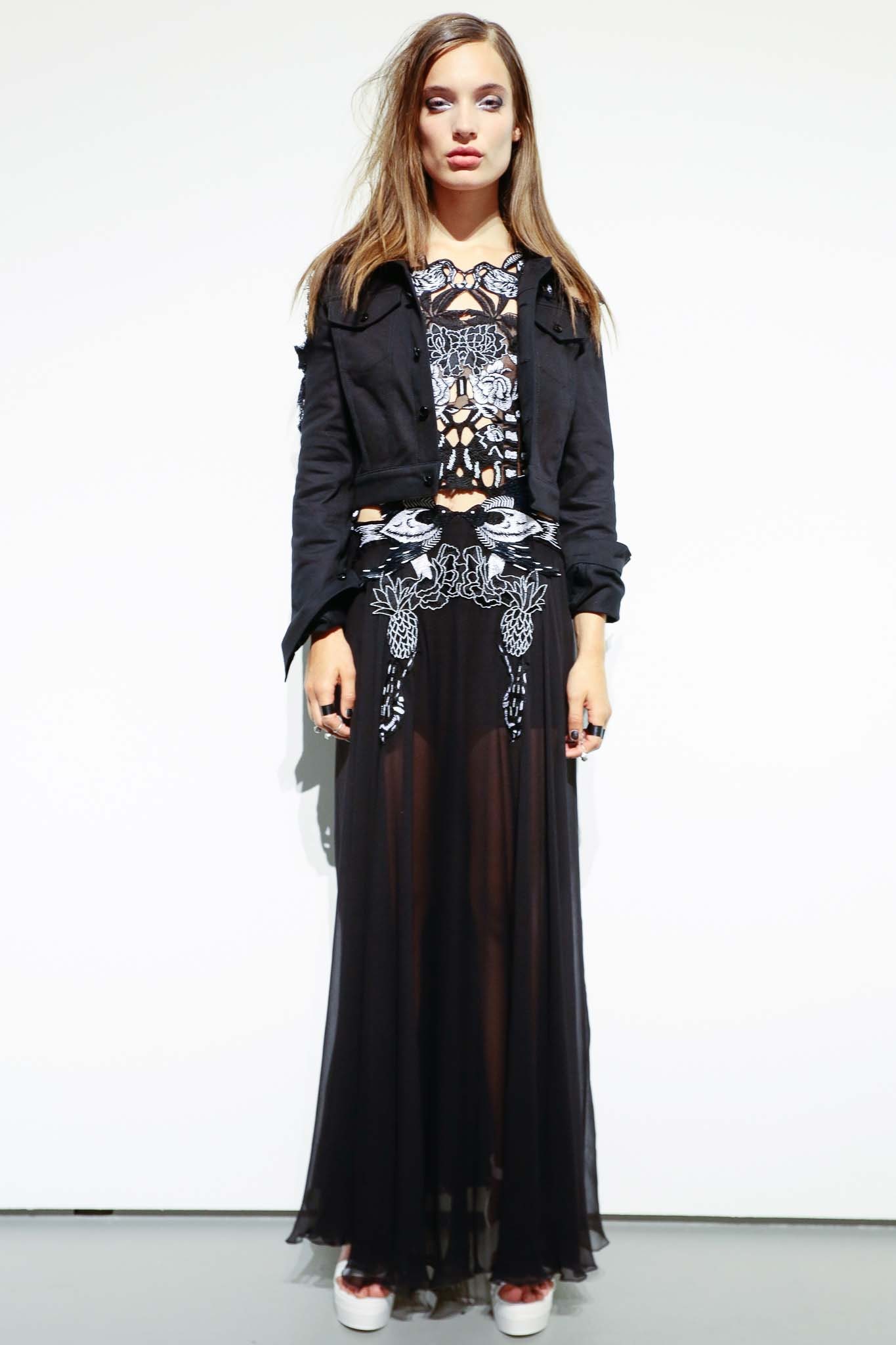 black chiffon sleeveless v-neck fitted embroidered tiered dress