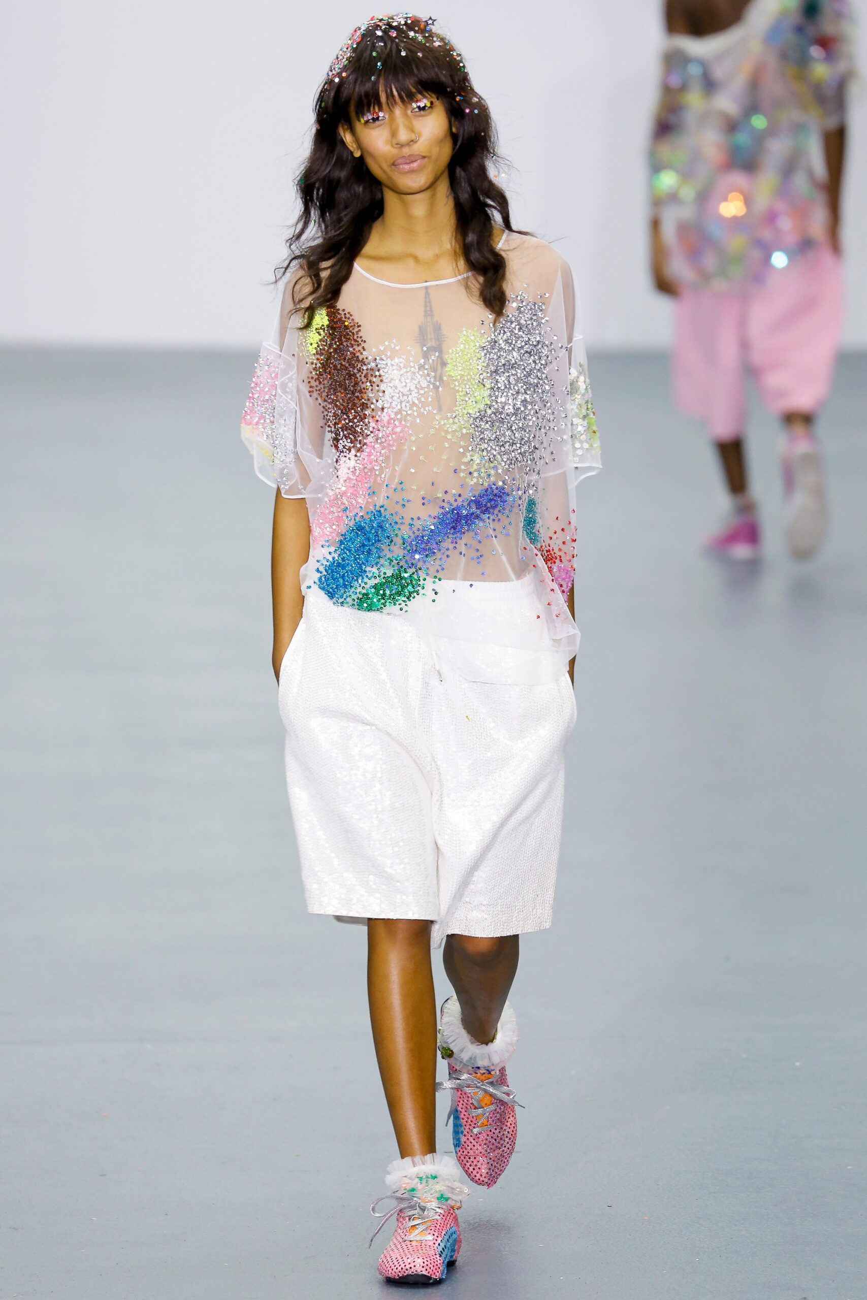 sheer white top with sequins