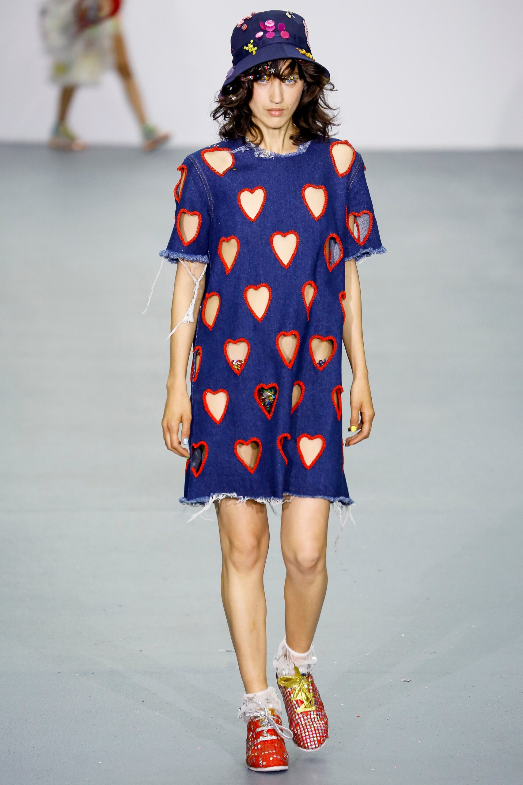 blue relaxed dress with hearts