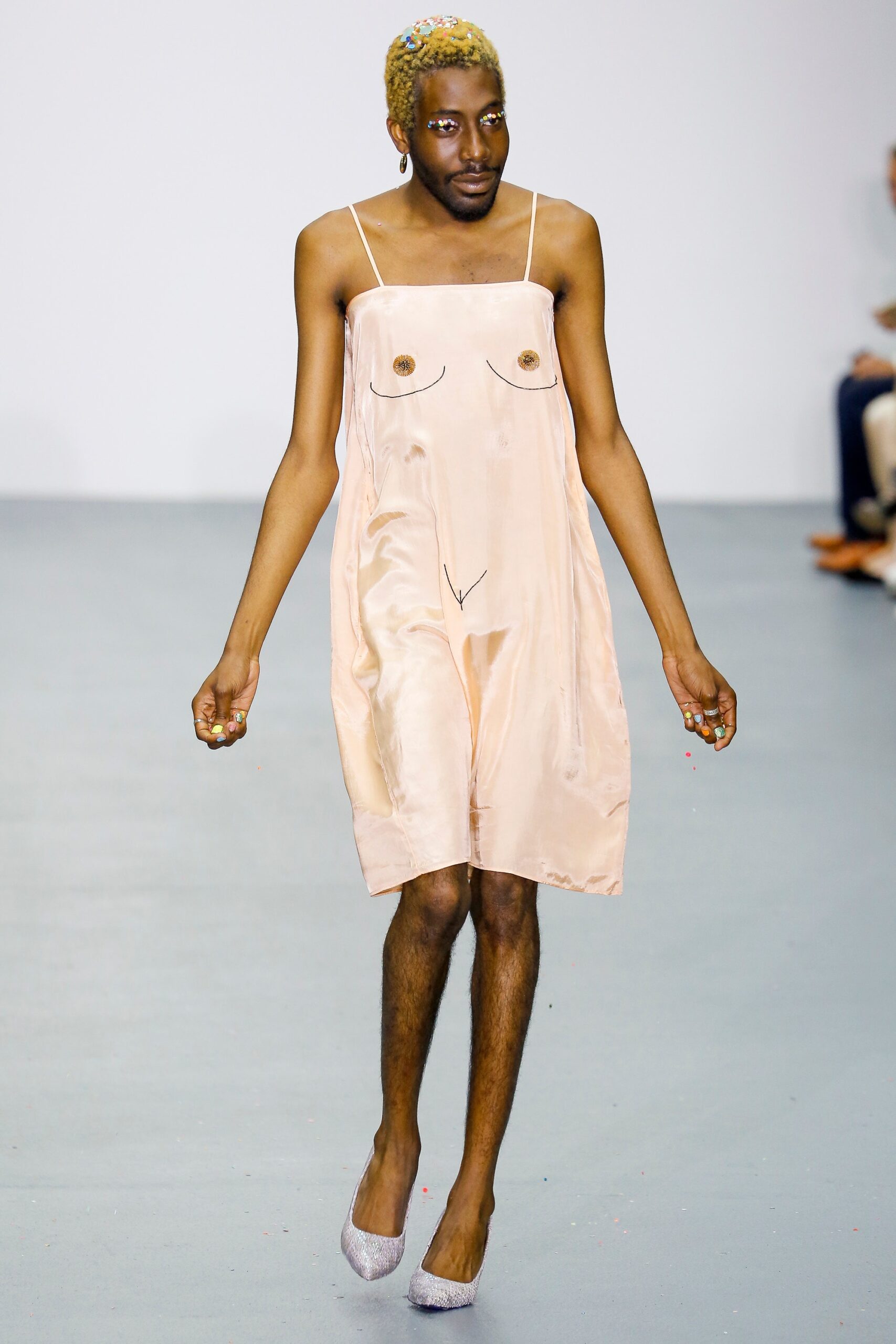 pink silk sleeveless dress