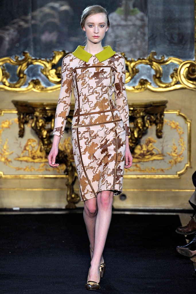 brown beige printed midi dress