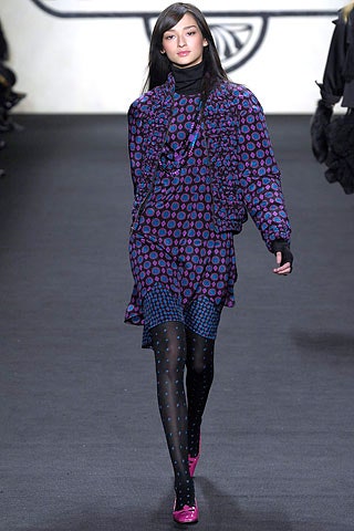 purple polka-dot mini dress with jacket