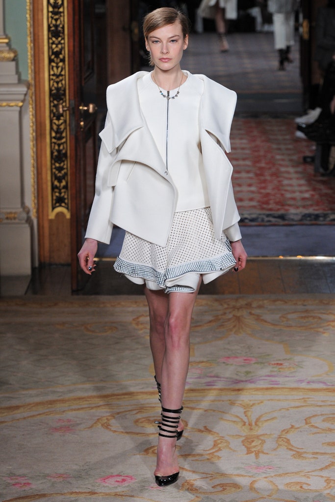 white cotton long-sleeve collared structured zippered jacket