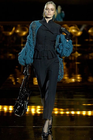 blue wool long-sleeve collared fitted layered jacket