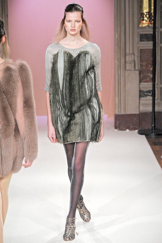 fitted green silk dress