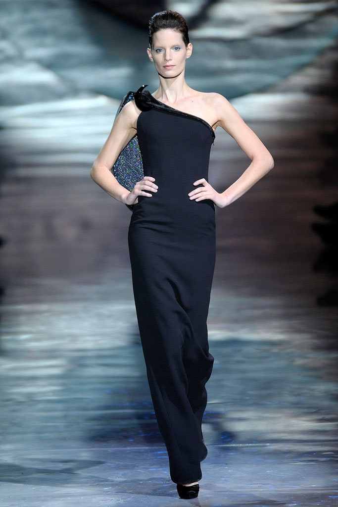 black silk fitted gown