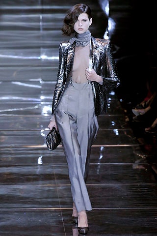 metallic gray tailored blazer and pants