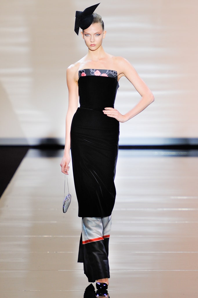 black silk strapless gown