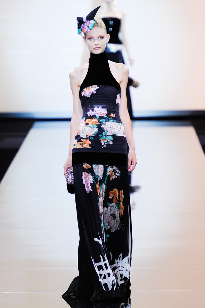black floral silk gown