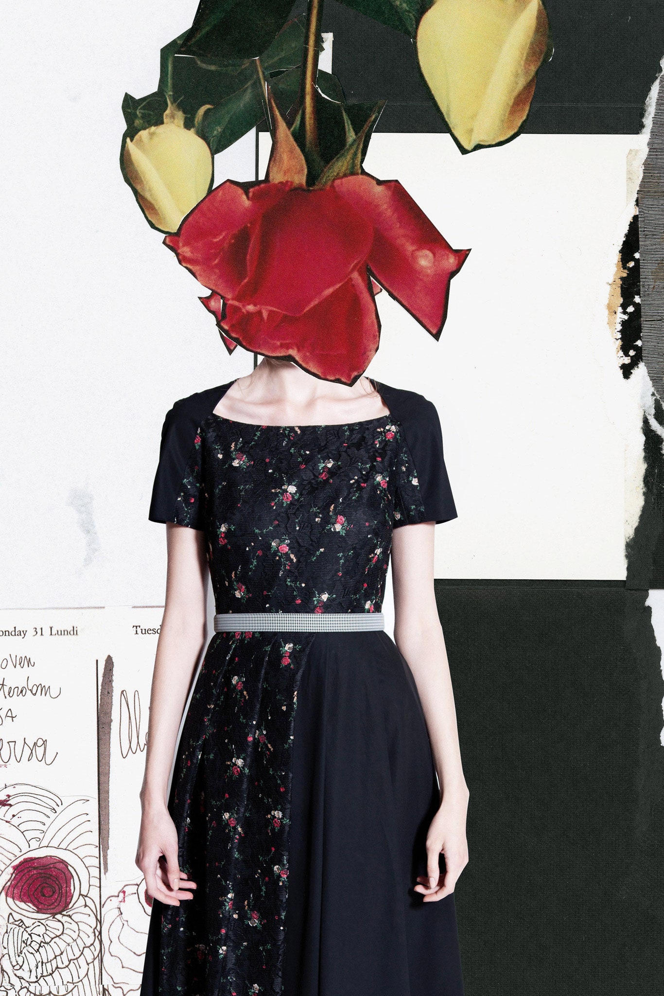black floral midi dress