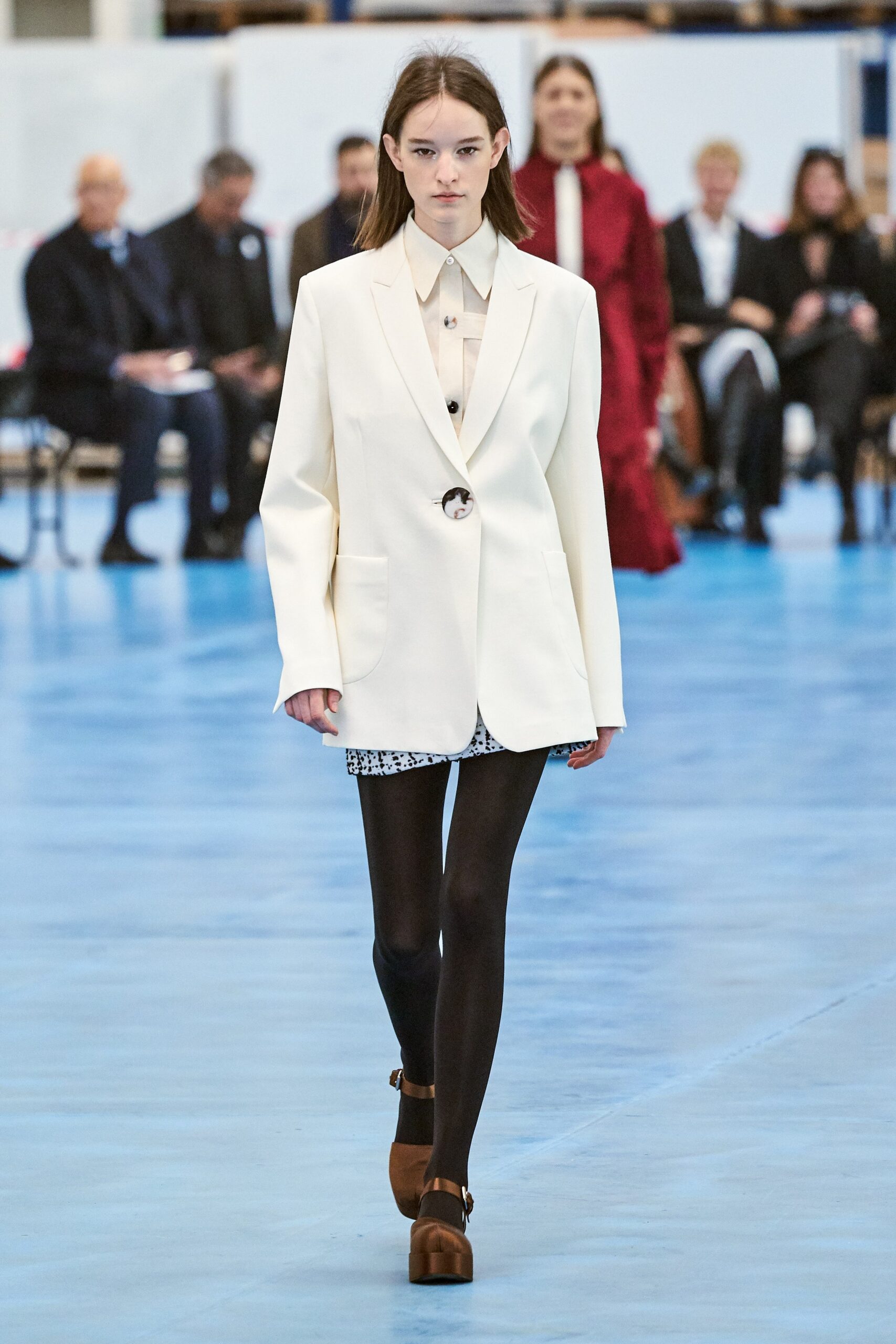 white oversized blazer with shorts