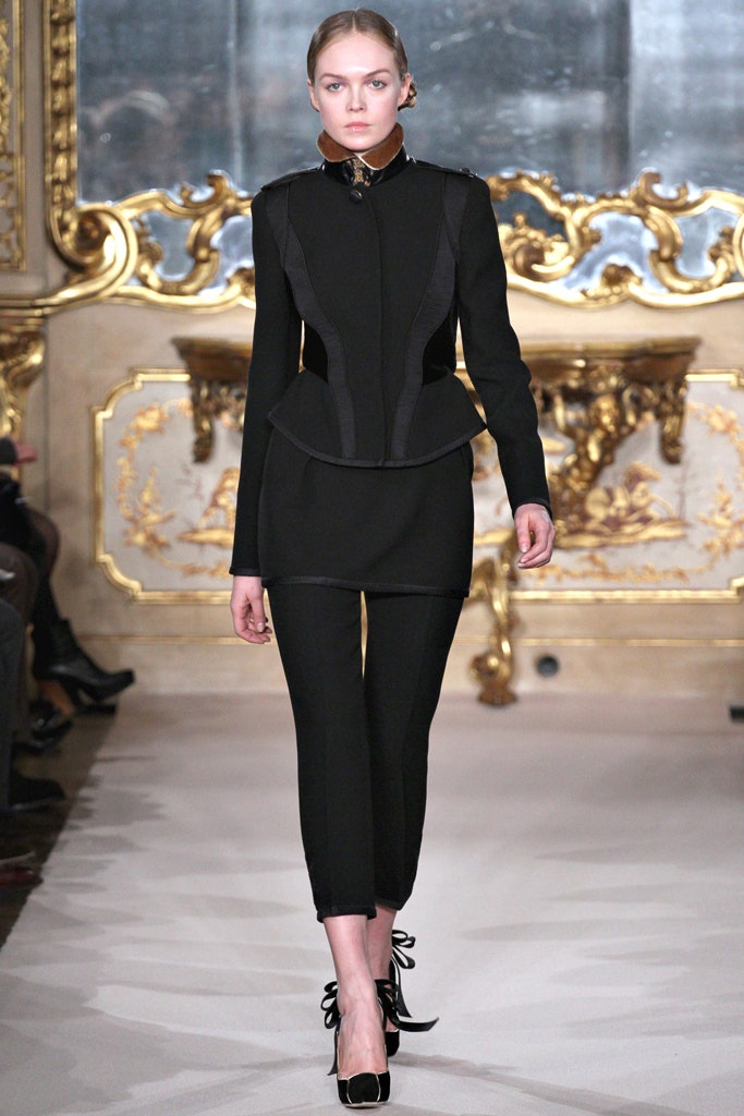 fitted black wool jacket and pants