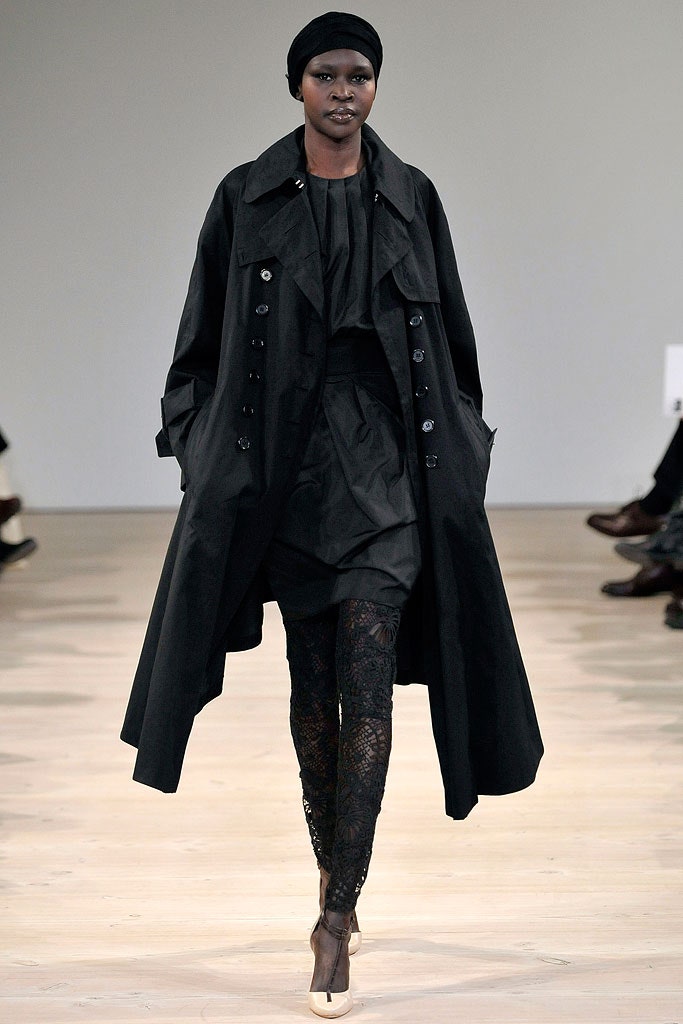 black coat and dress ensemble