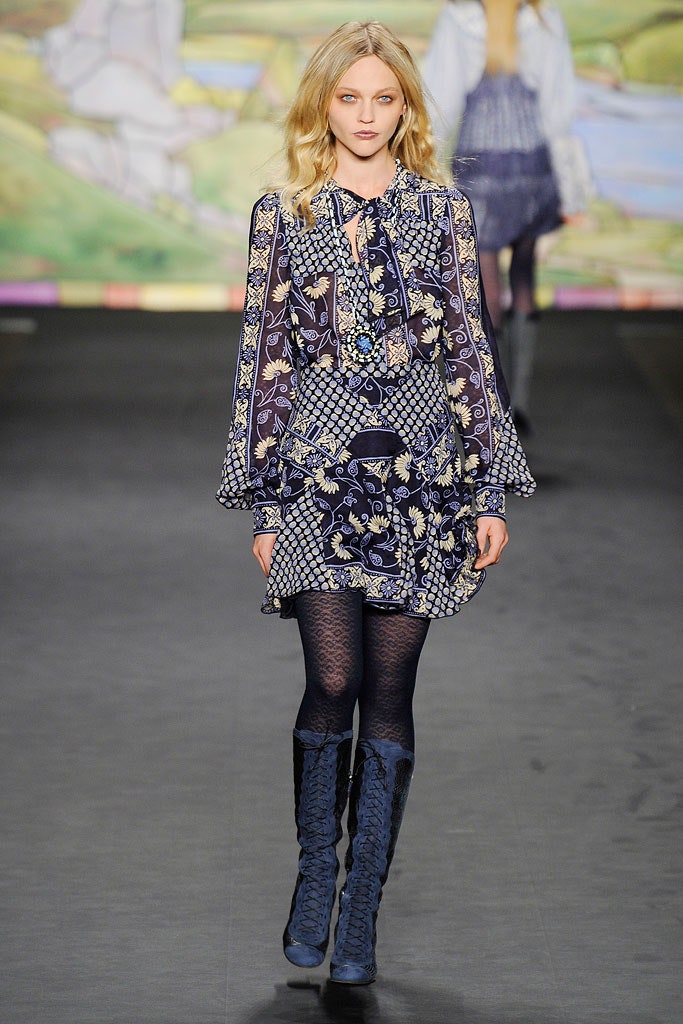 blue and white embroidered mini dress