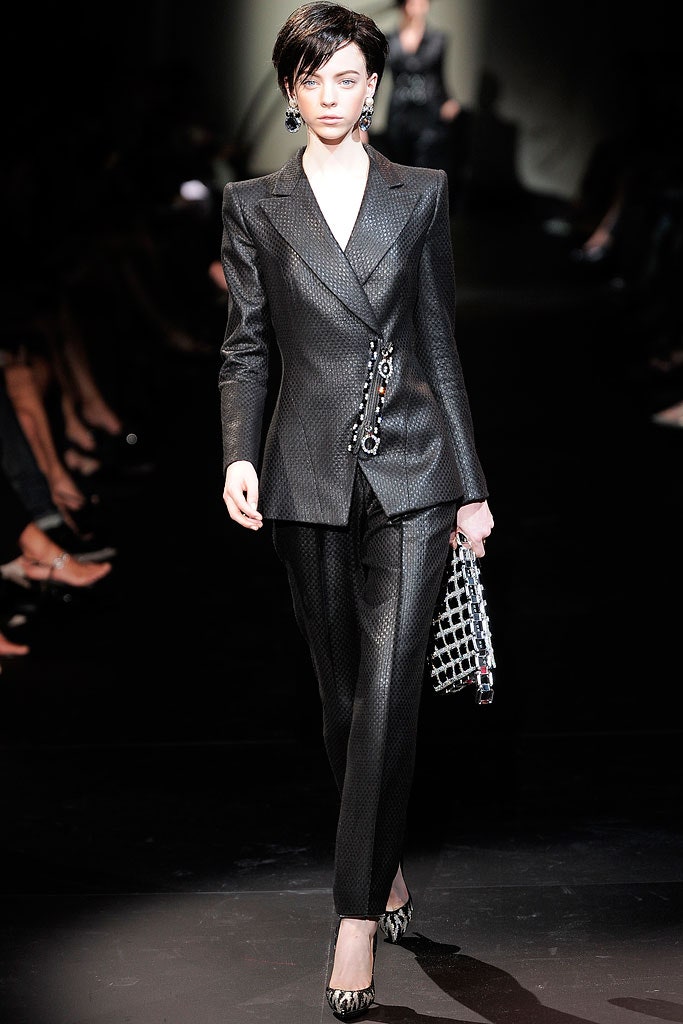 black tailored suit with accessories