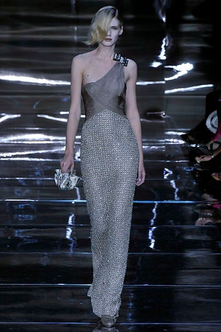 gray silk embellished gown