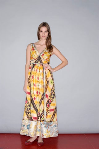 yellow printed maxi dress