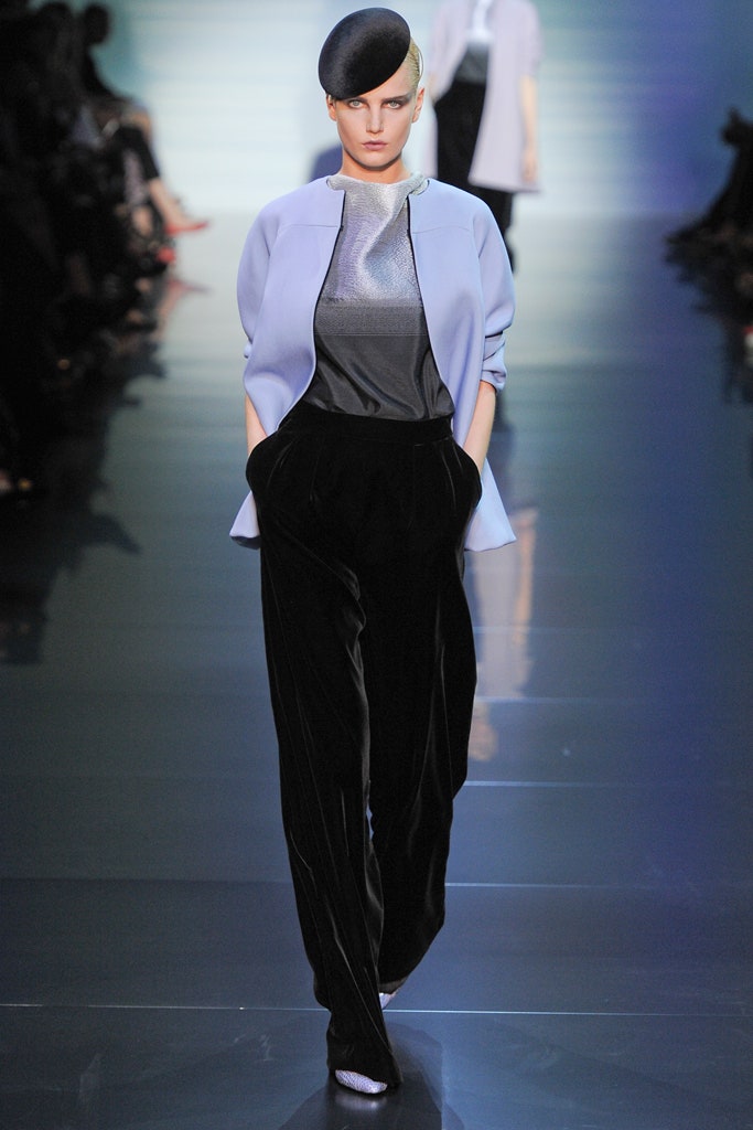blue silk long-sleeve collared structured buttoned jacket