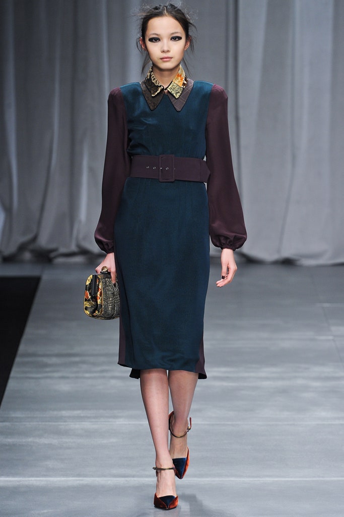 blue purple collared midi dress