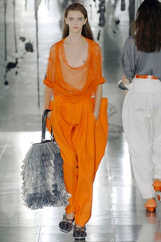 orange silk sleeveless v-neck relaxed draped sheer top