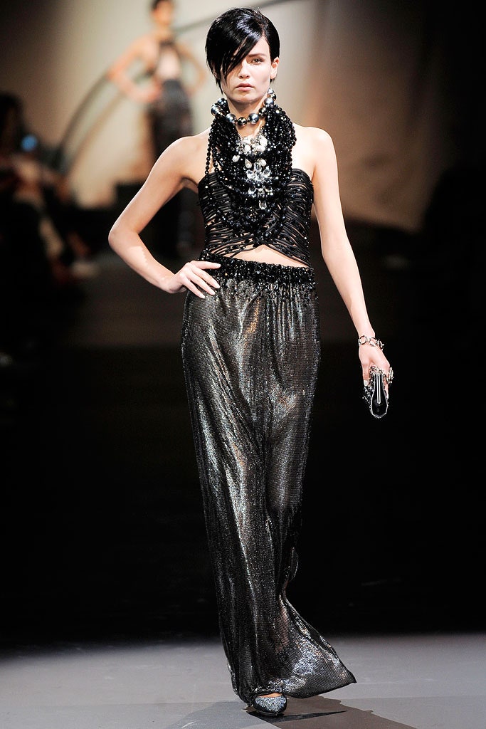 black silk sleeveless gown