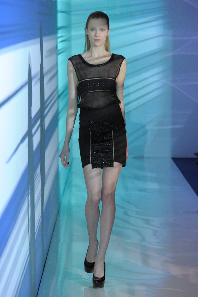 black sheer sleeveless mini dress