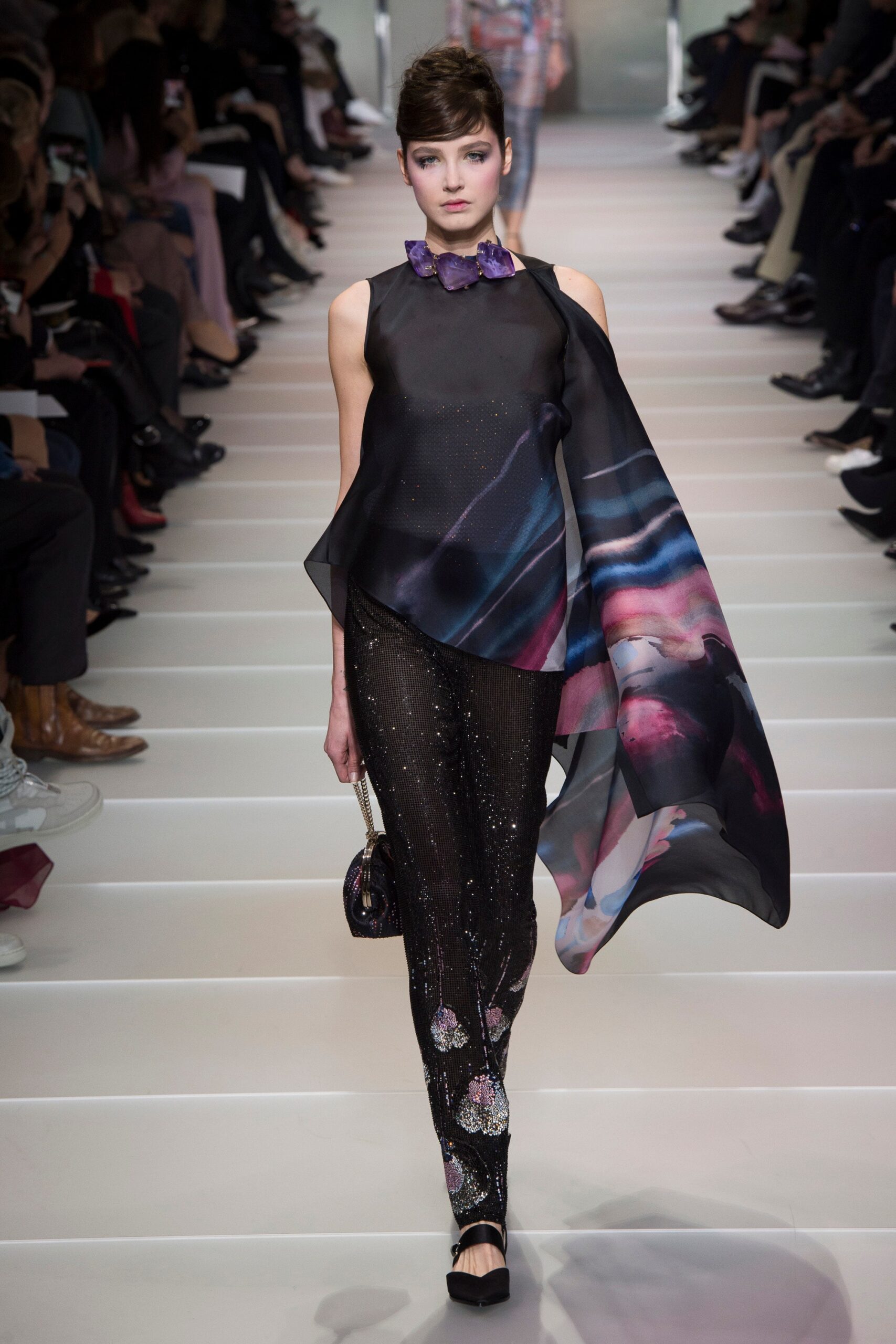 black silk sleeveless top and pants