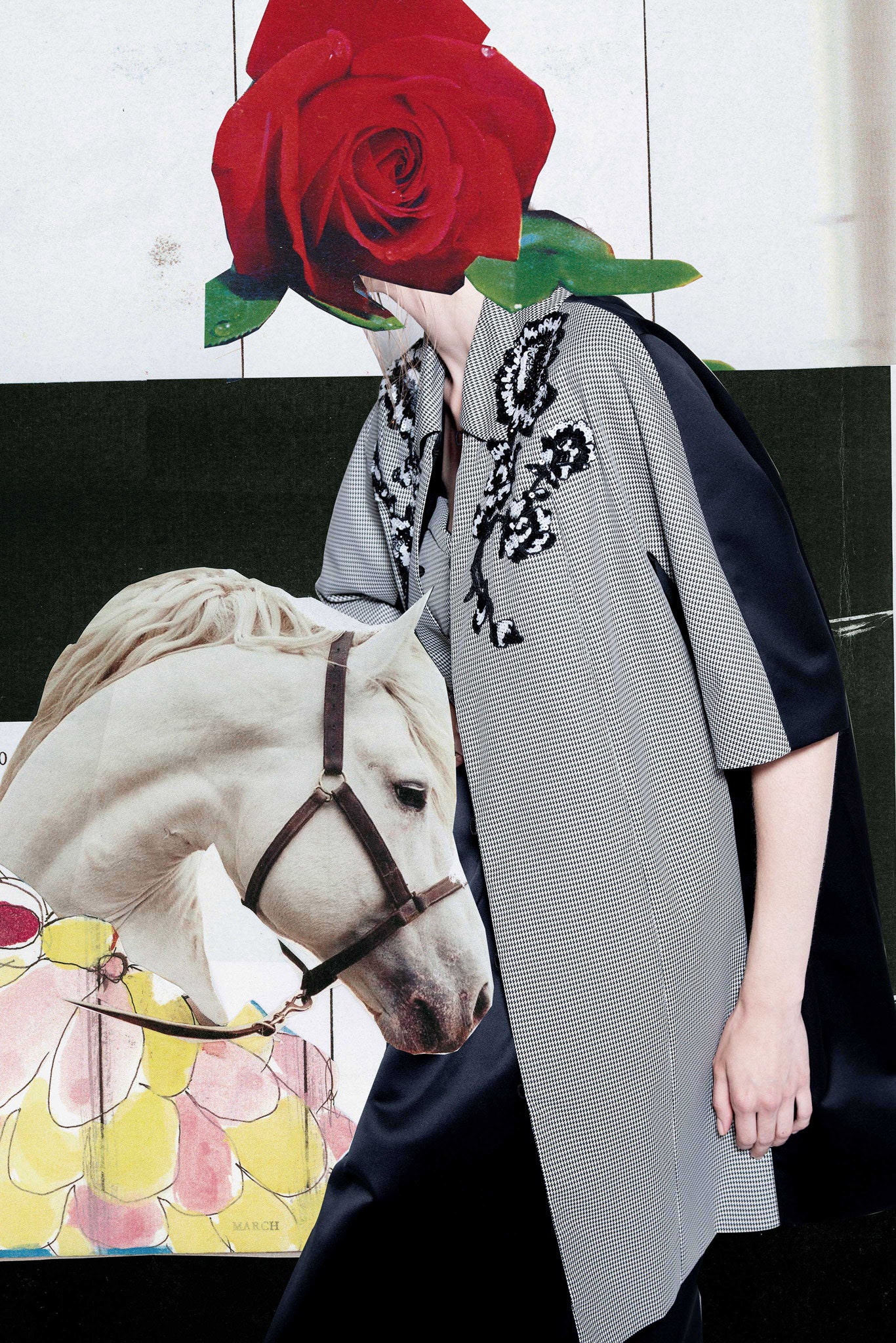 black and white printed cape