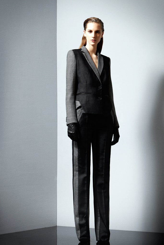 tailored black and gray suit