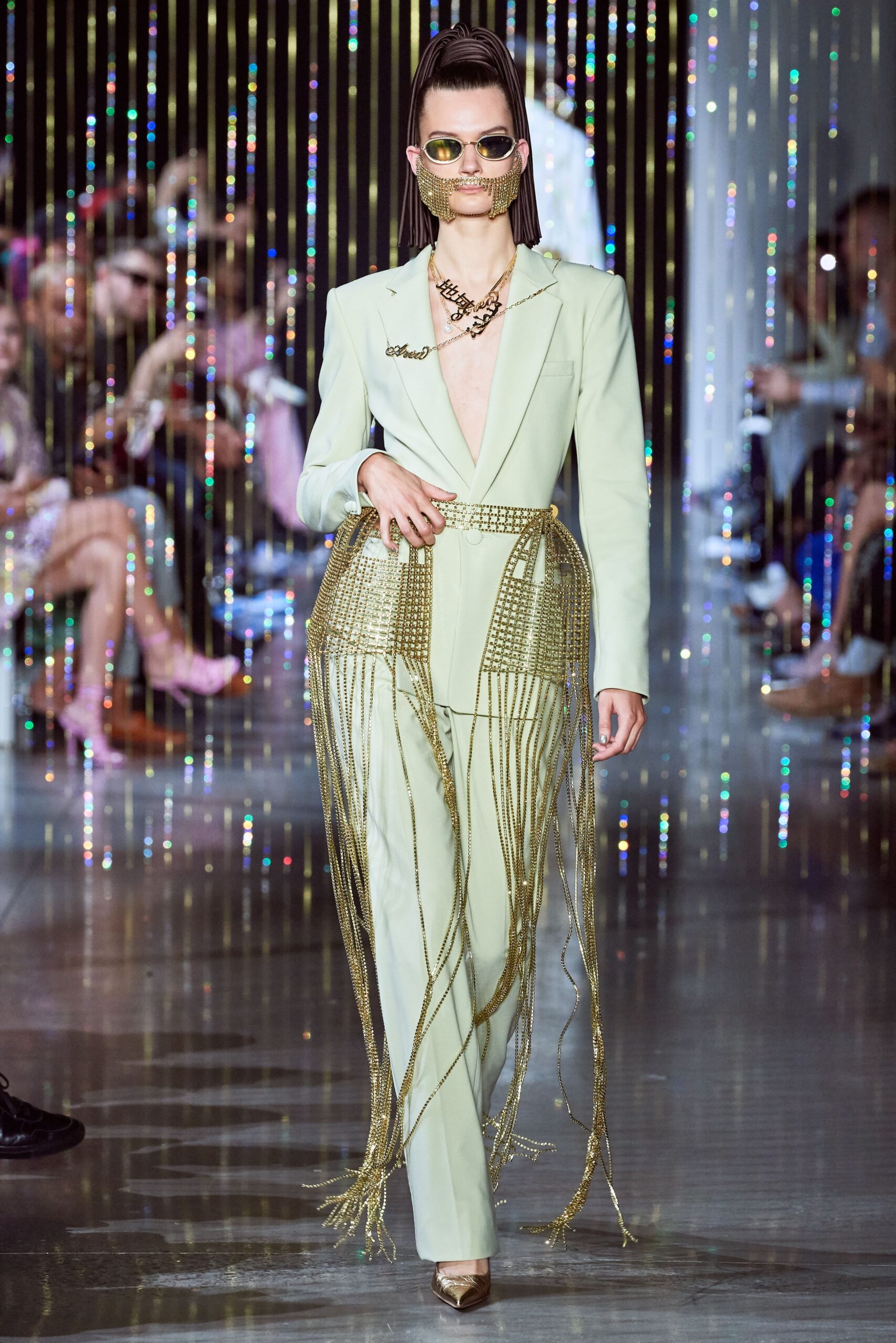 light green tailored suit