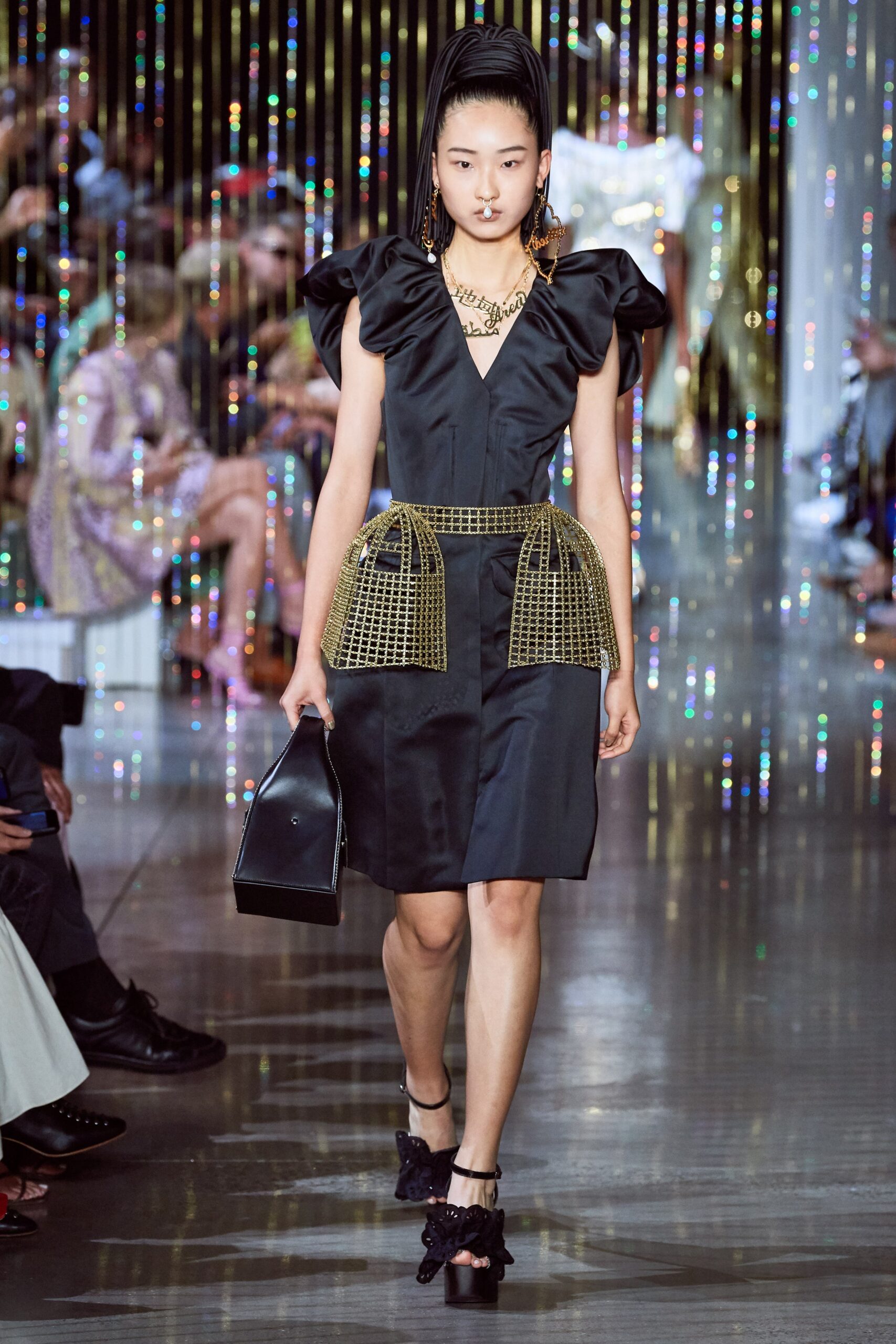 black silk mini dress
