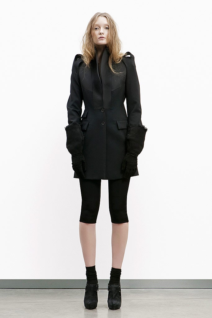 black fitted coat with leggings