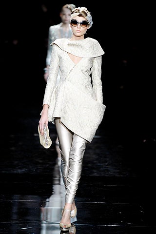 white embroidered coat with silver pants