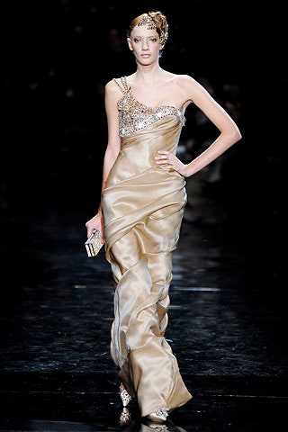 gold silk fitted gown