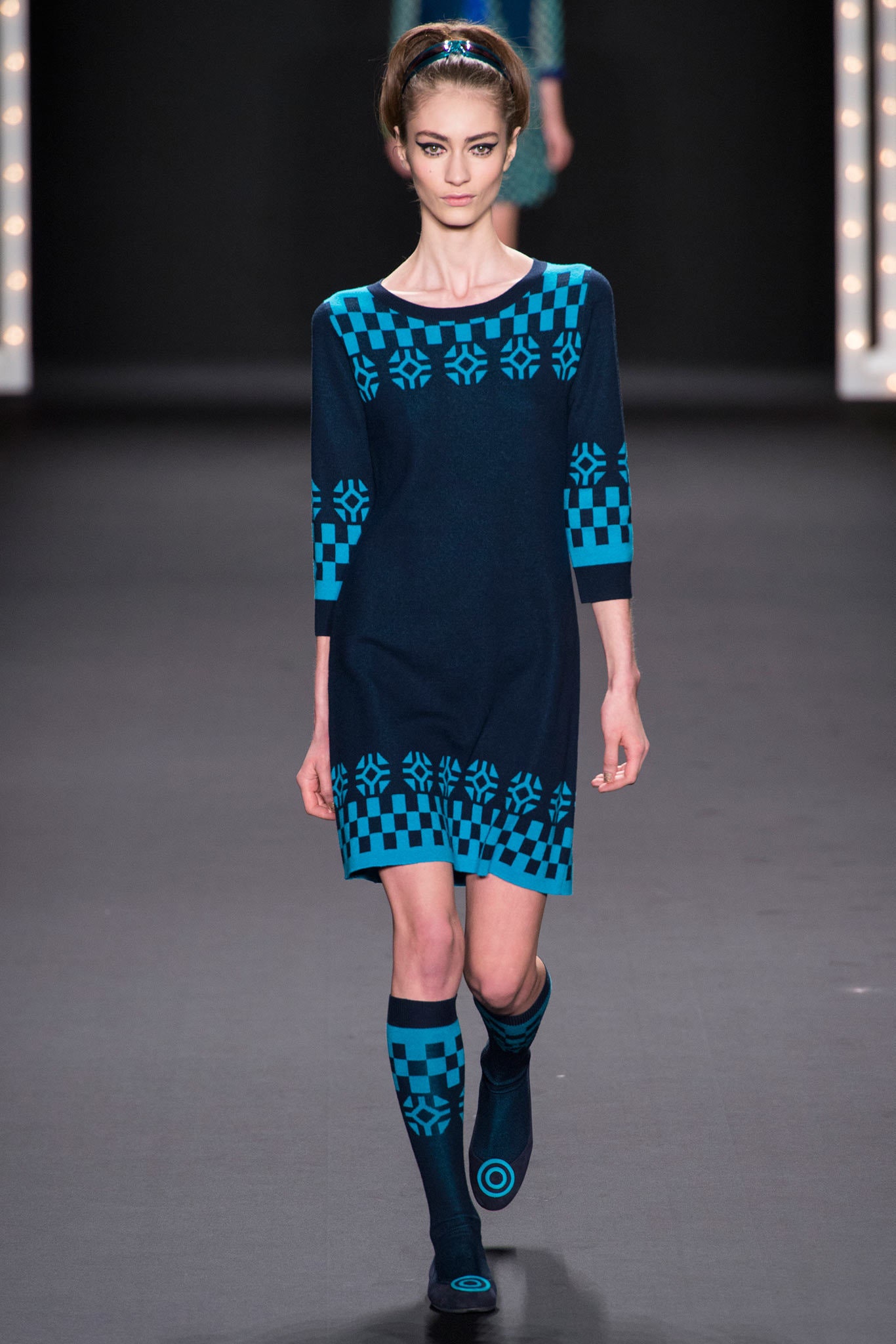 blue teal printed dress