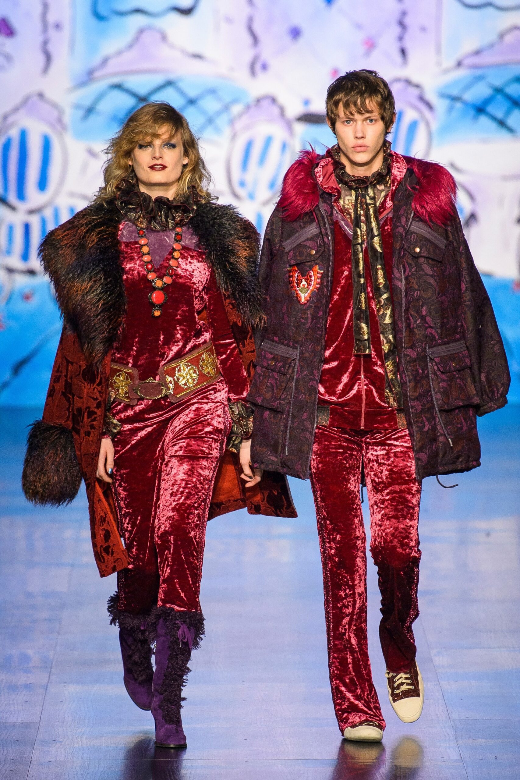 red velvet coat and top