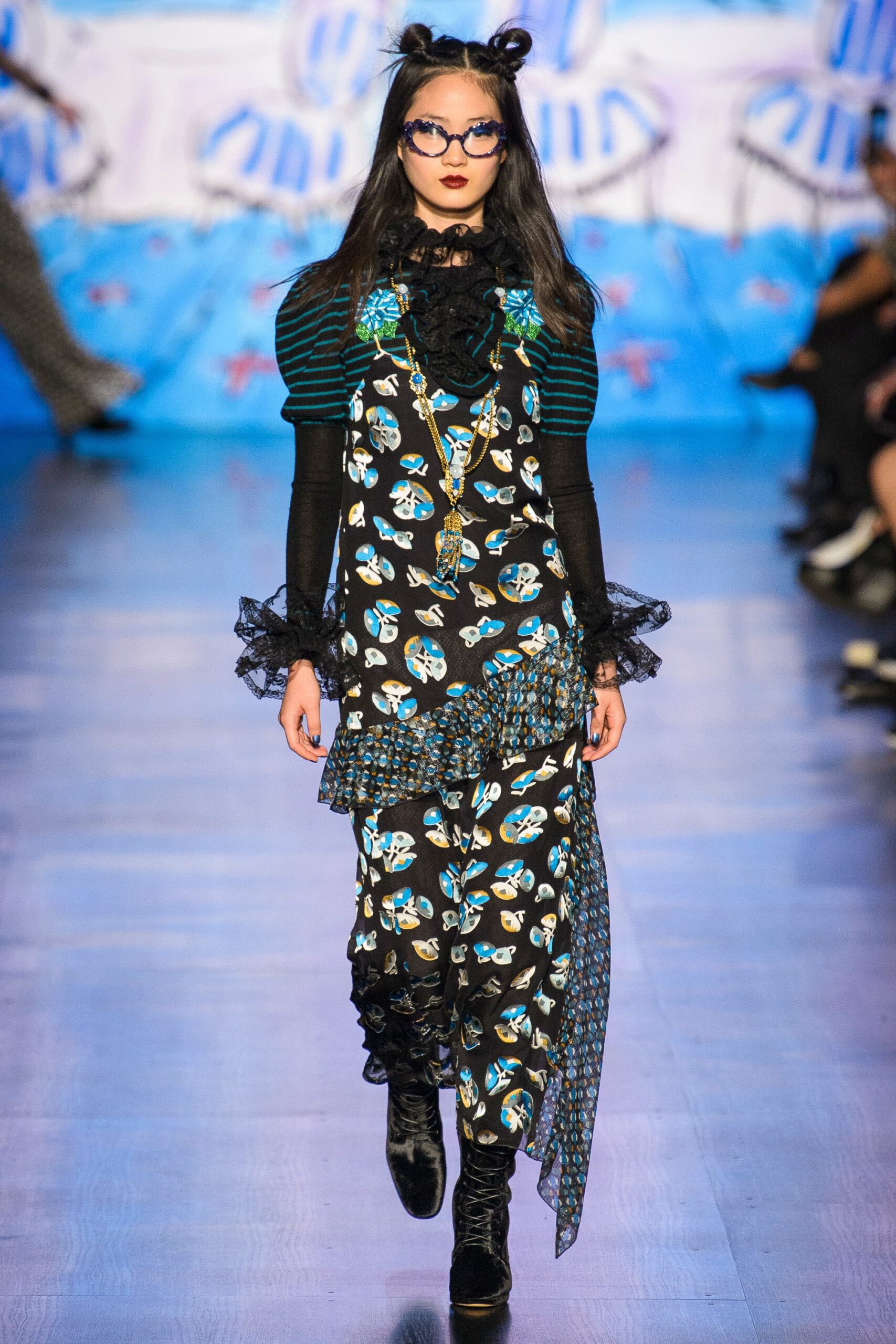 black and blue layered dress