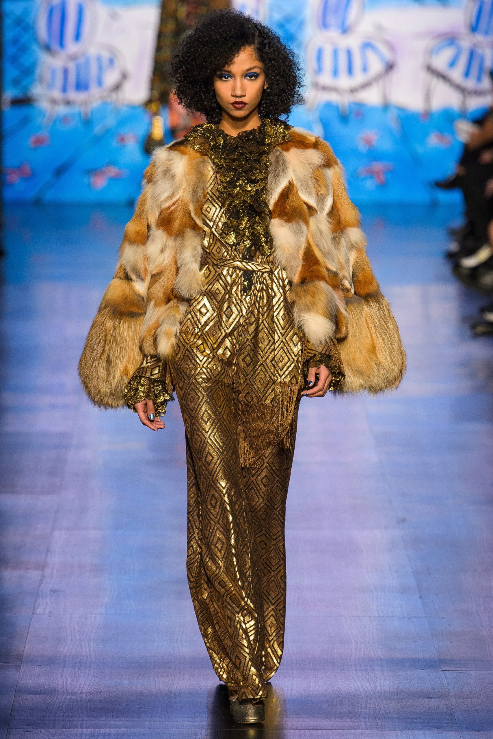 brown fur long-sleeve fitted layered jacket