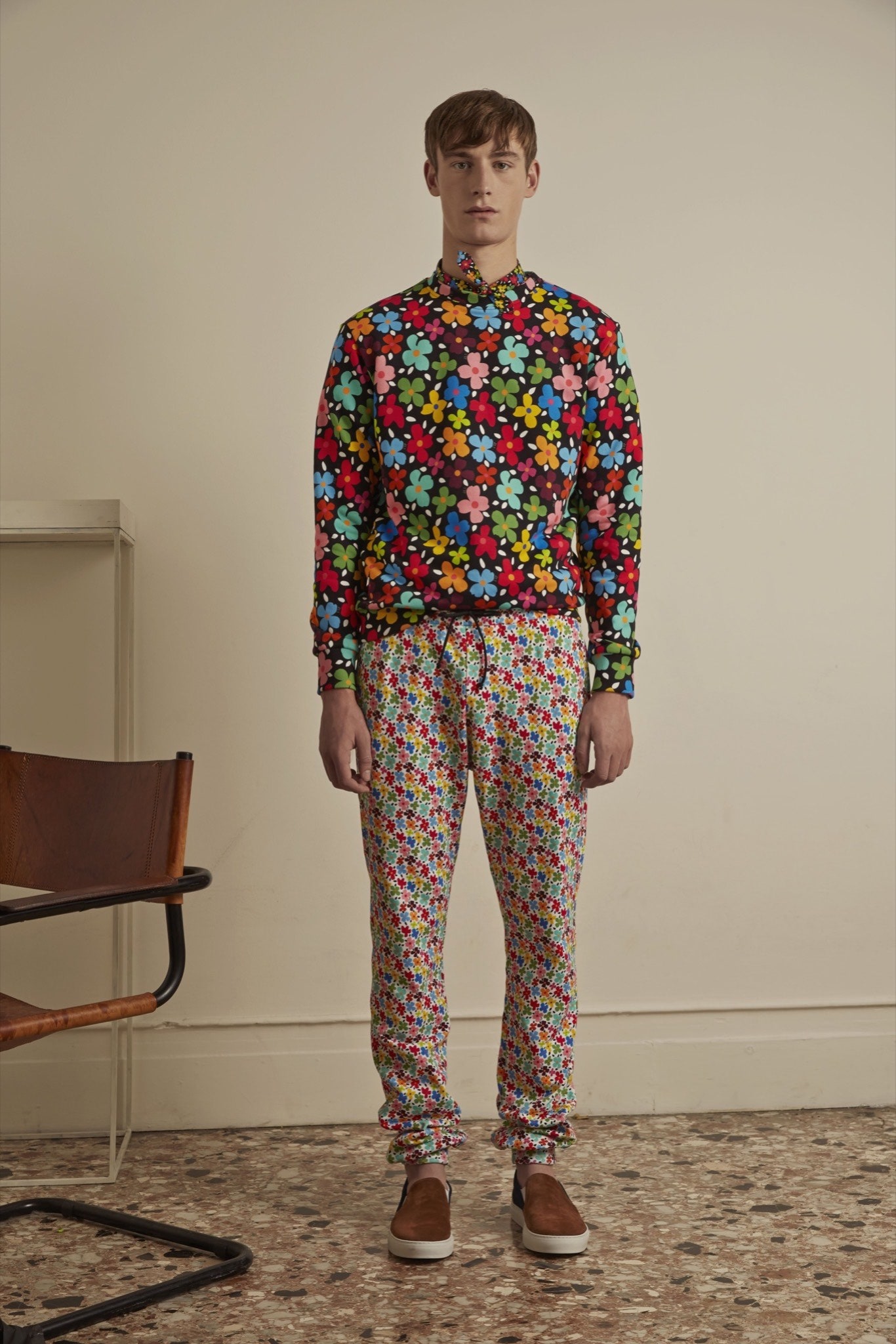 colorful printed shirt and pants