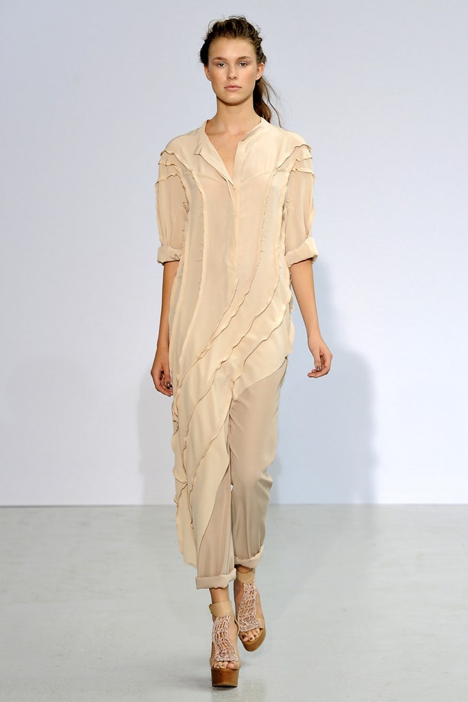 beige silk relaxed dress