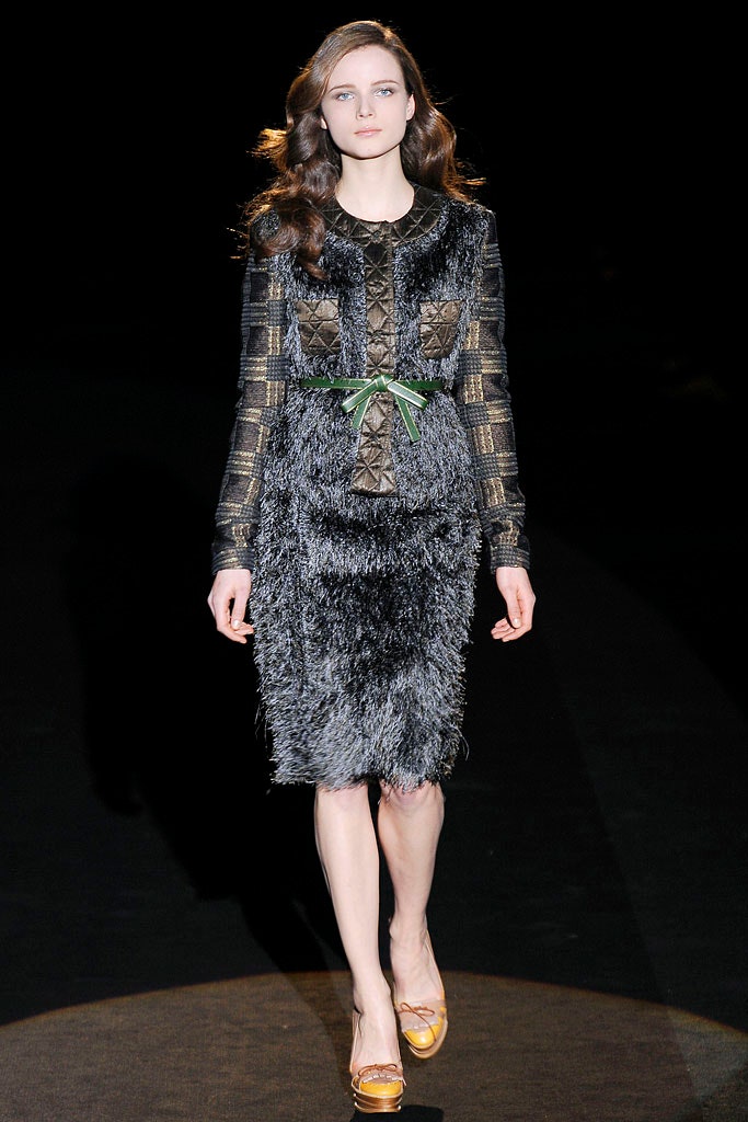 black fur belted midi dress