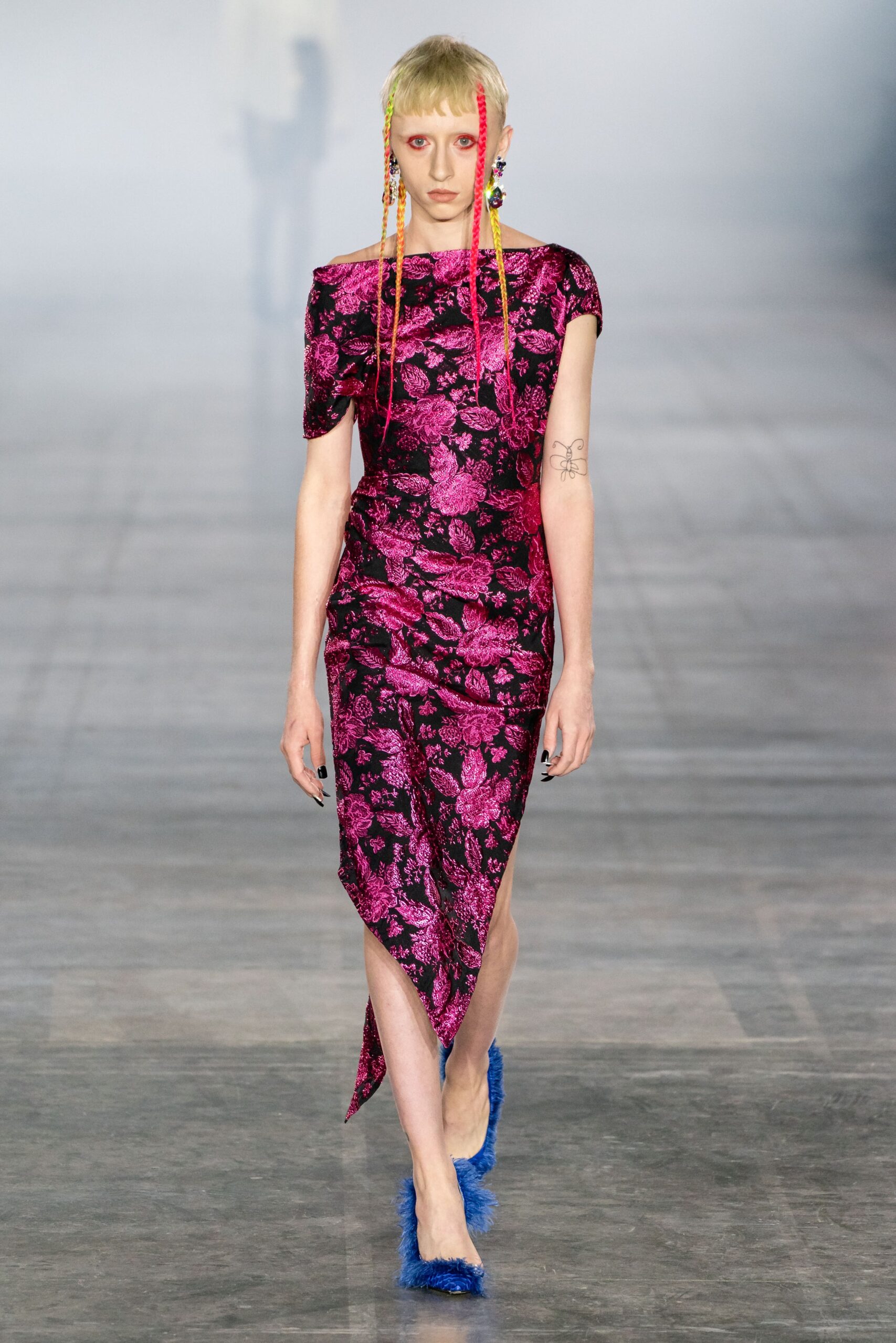 fitted floral midi dress